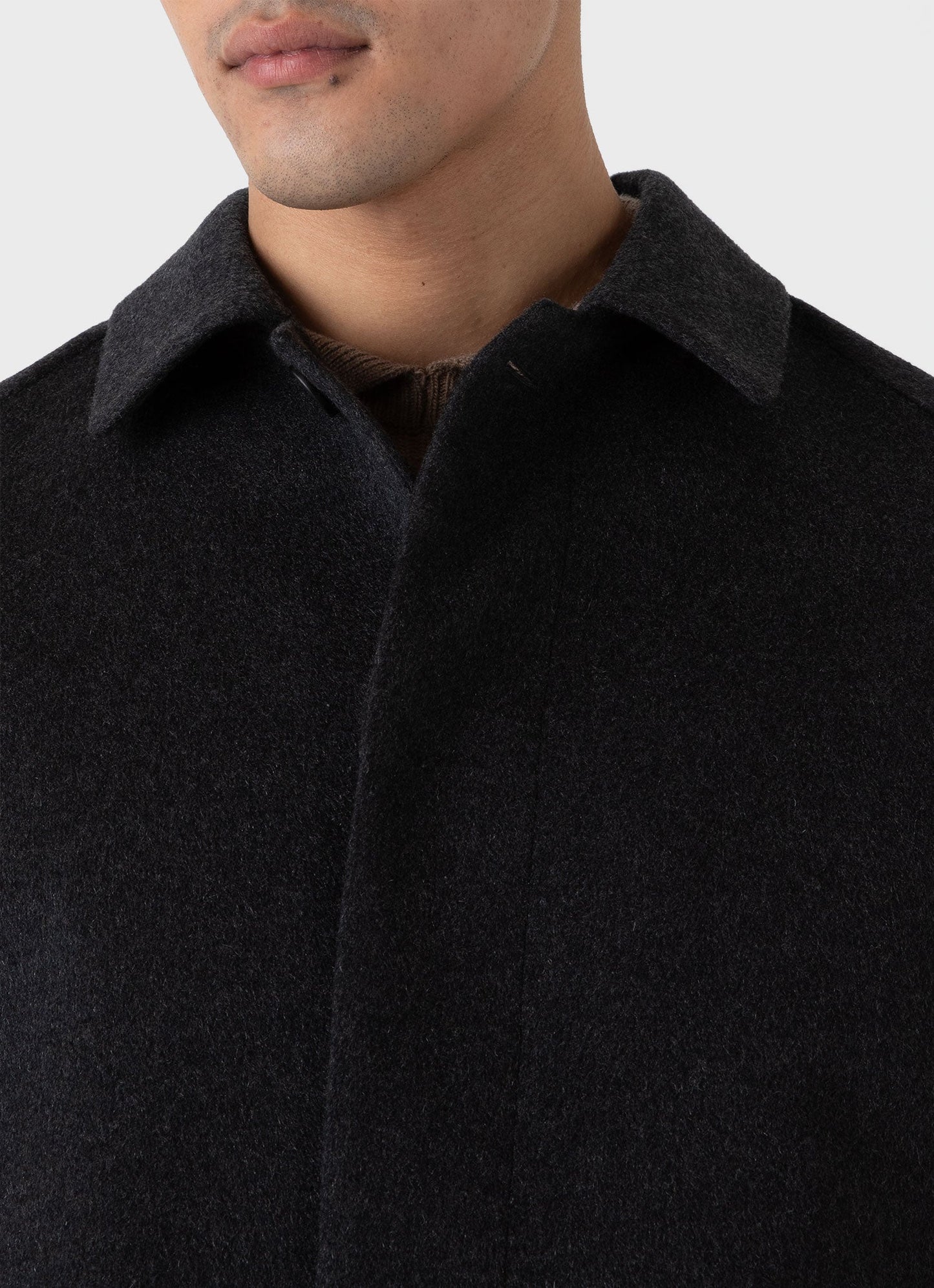 Mens Cashmere Car Coat In Charcoal Melange Mcoa7327 Gyad