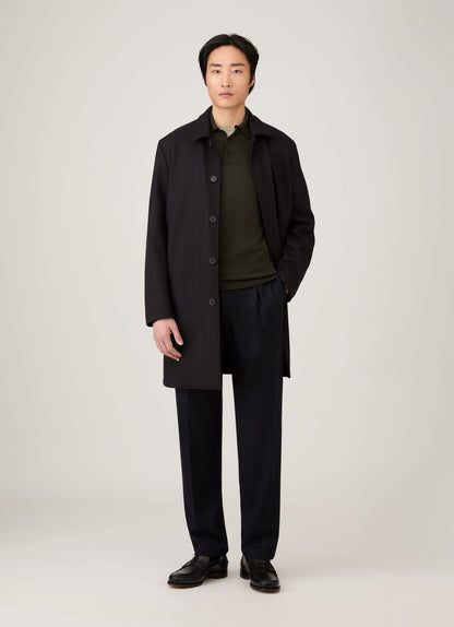 Mens Boiled Wool Coat In Navy Mcoa7334 Buaa