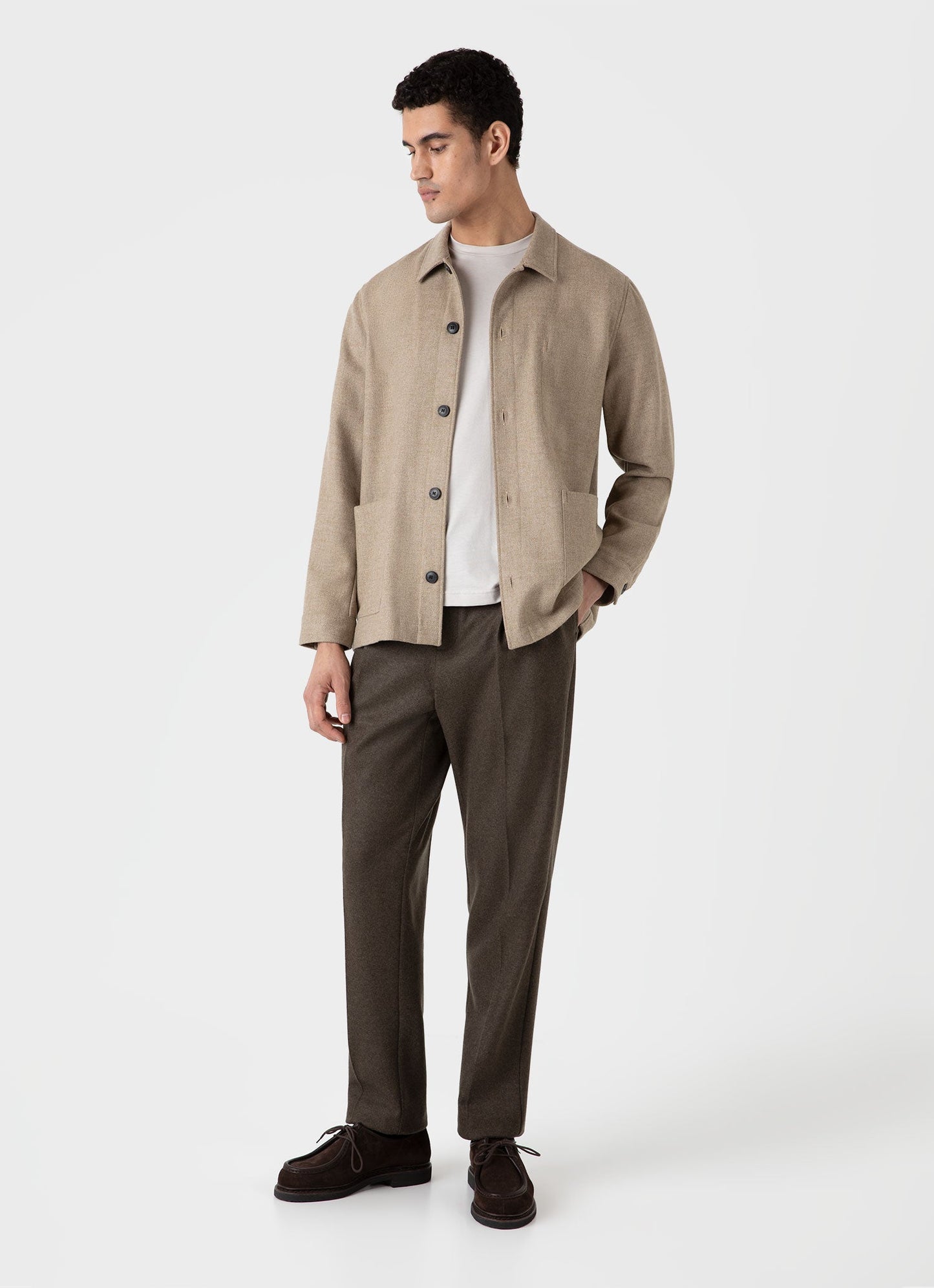 Mens Wool Twin Pocket Jacket In Sandstone Mjac7065 Brfc