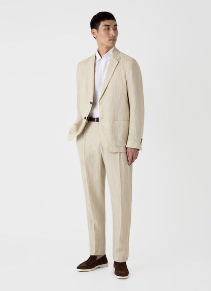 Mens Linen Unstructured Blazer In Light Sand Mjac7075 Brdv