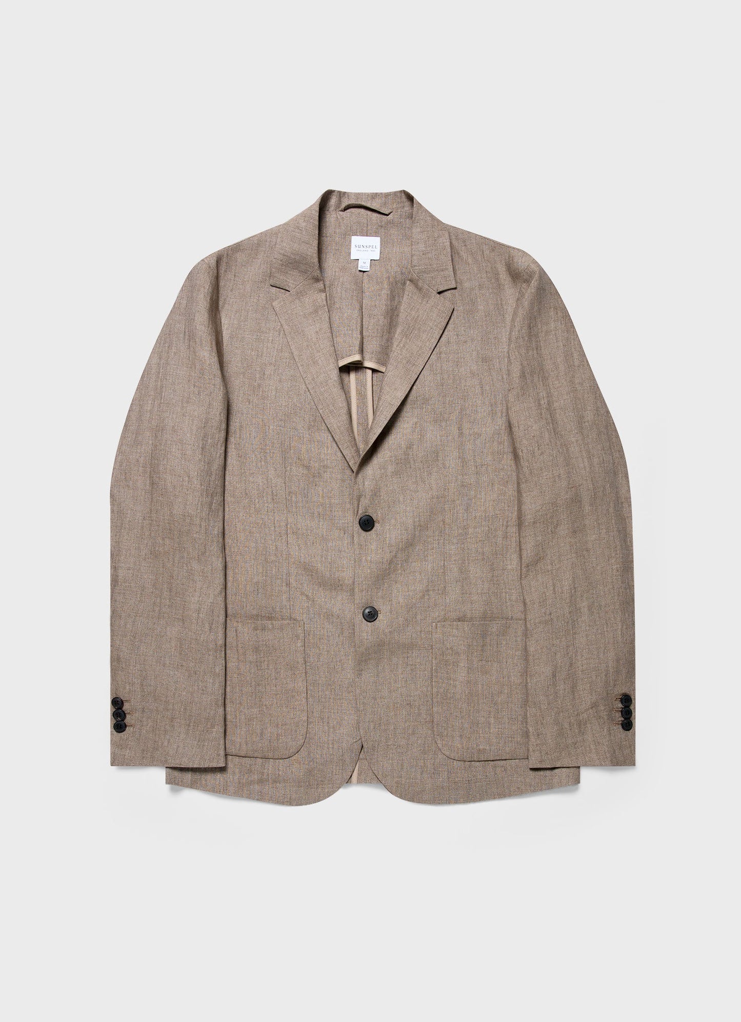 Mens Linen Unstructured Blazer In Dark Sand Mjac7075 Brey