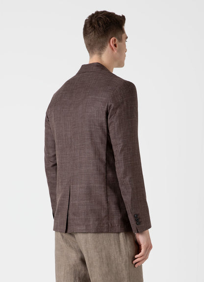 Mens Silk Linen Wool Blazer In Dark Sand Mjac7146 Brey