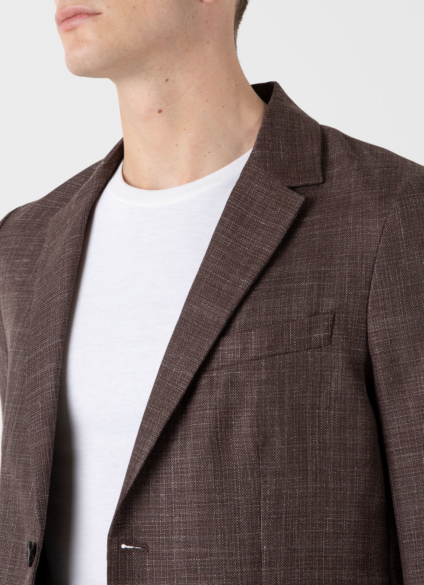 Mens Silk Linen Wool Blazer In Dark Sand Mjac7146 Brey