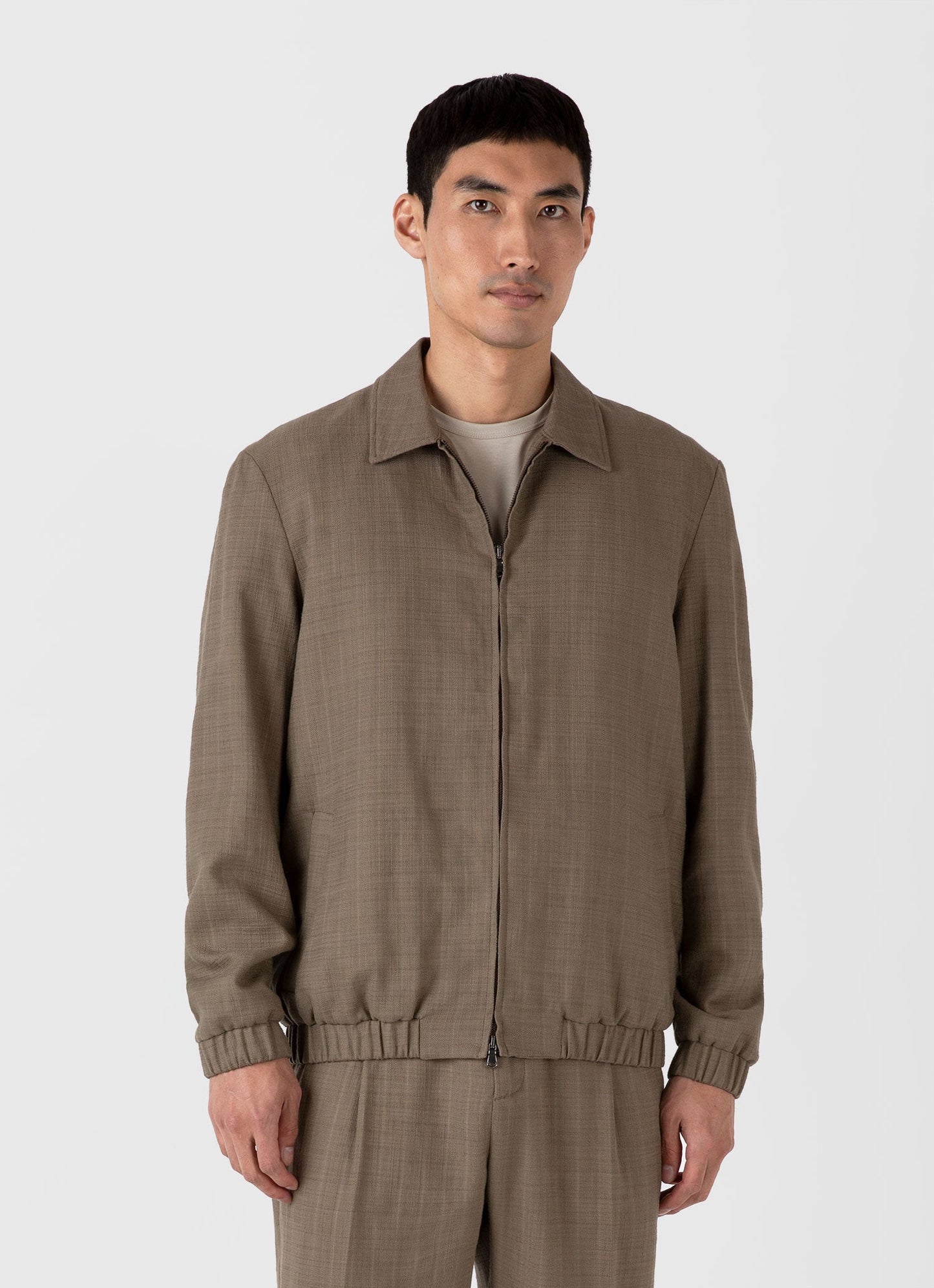 Mens Cotton Raffia Blouson Jacket In Dark Stone Mjac7167 Whdc