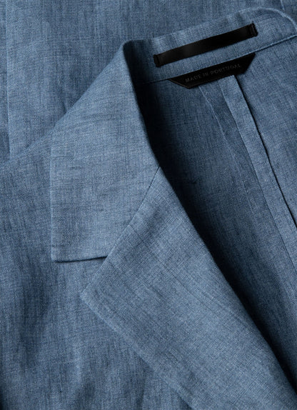 Mens Linen Blazer In Soft Denim Melange Mjac7186 Buwd
