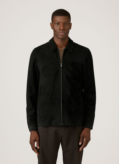 Mens Suede Harrington Jacket In Black Mjac7196 Bkaa