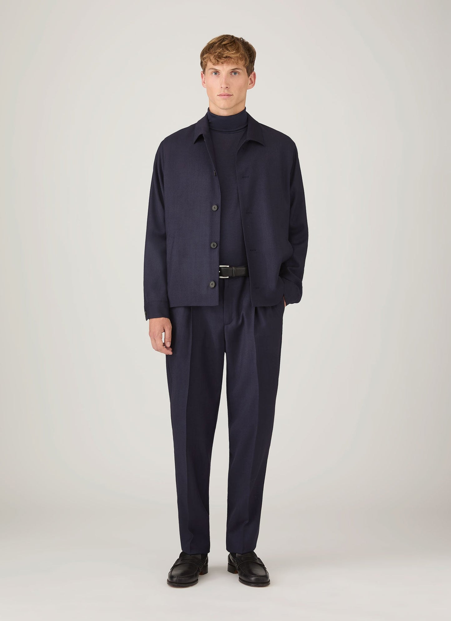 Mens Wool Twill Jacket In Navy Mjac7201 Buaa