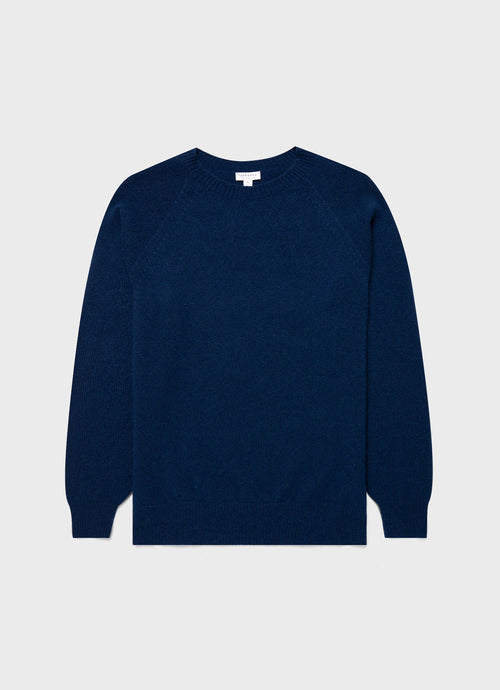 Mens Lambswool Crew Neck Jumper In Naval Blue Mjum8066 Buvm