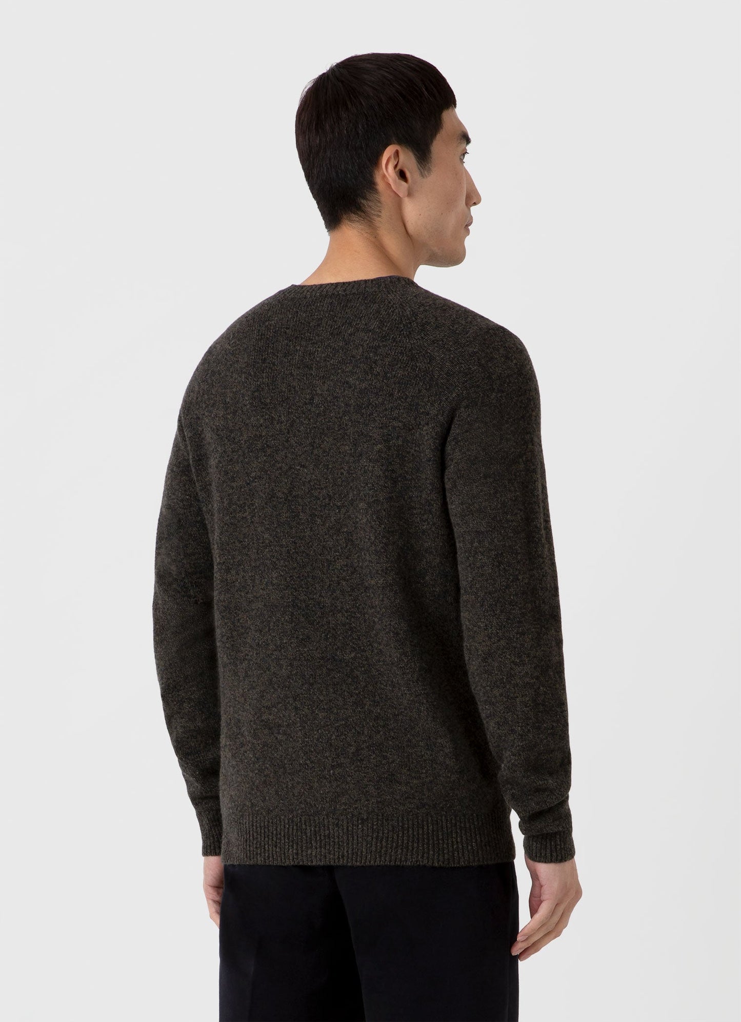 Mens Lambswool Crew Neck Jumper In Khaki Twist Mjum8066 Gnhq