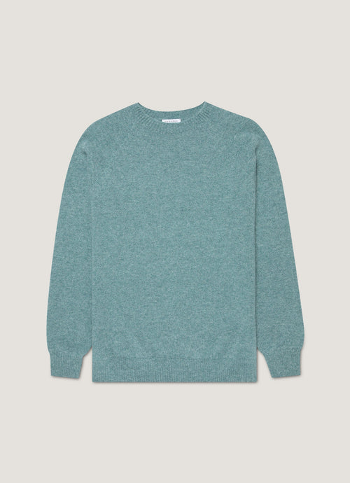 Mens Lambswool Crew Neck Jumper In Steel Green Mjum8066 Gniu