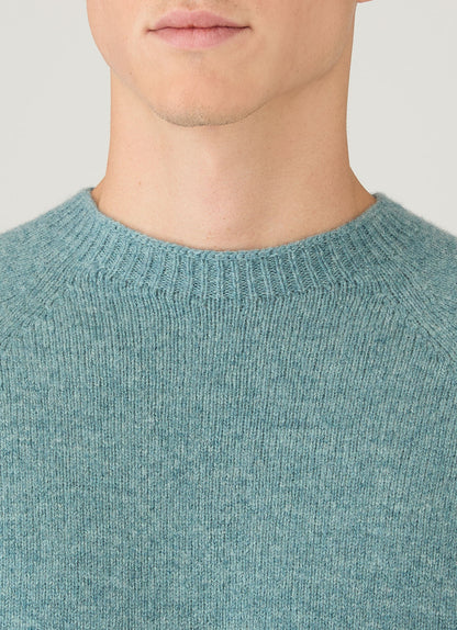 Mens Lambswool Crew Neck Jumper In Steel Green Mjum8066 Gniu
