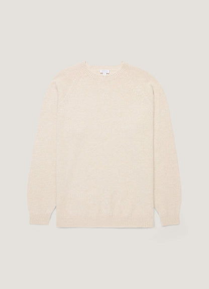 Mens Lambswool Crew Neck Jumper In Oatmeal Melange Mjum8066 Whic