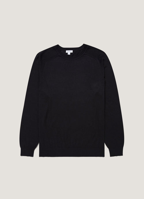 Mens Sea Island Cashmere Crew Neck Jumper In Black Mjum8203 Bkaa