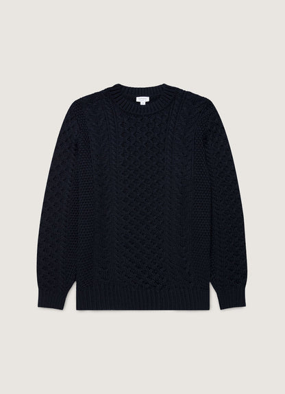 Mens Cable Knit Jumper In Navy Mjum8286 Buaa