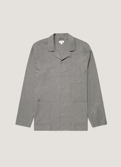 Men S Pyjama Shirt In Mid Grey Melange