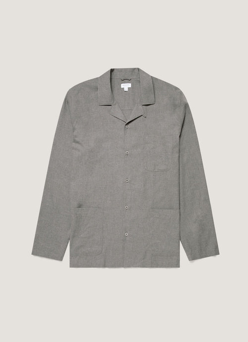 Men S Pyjama Shirt In Mid Grey Melange