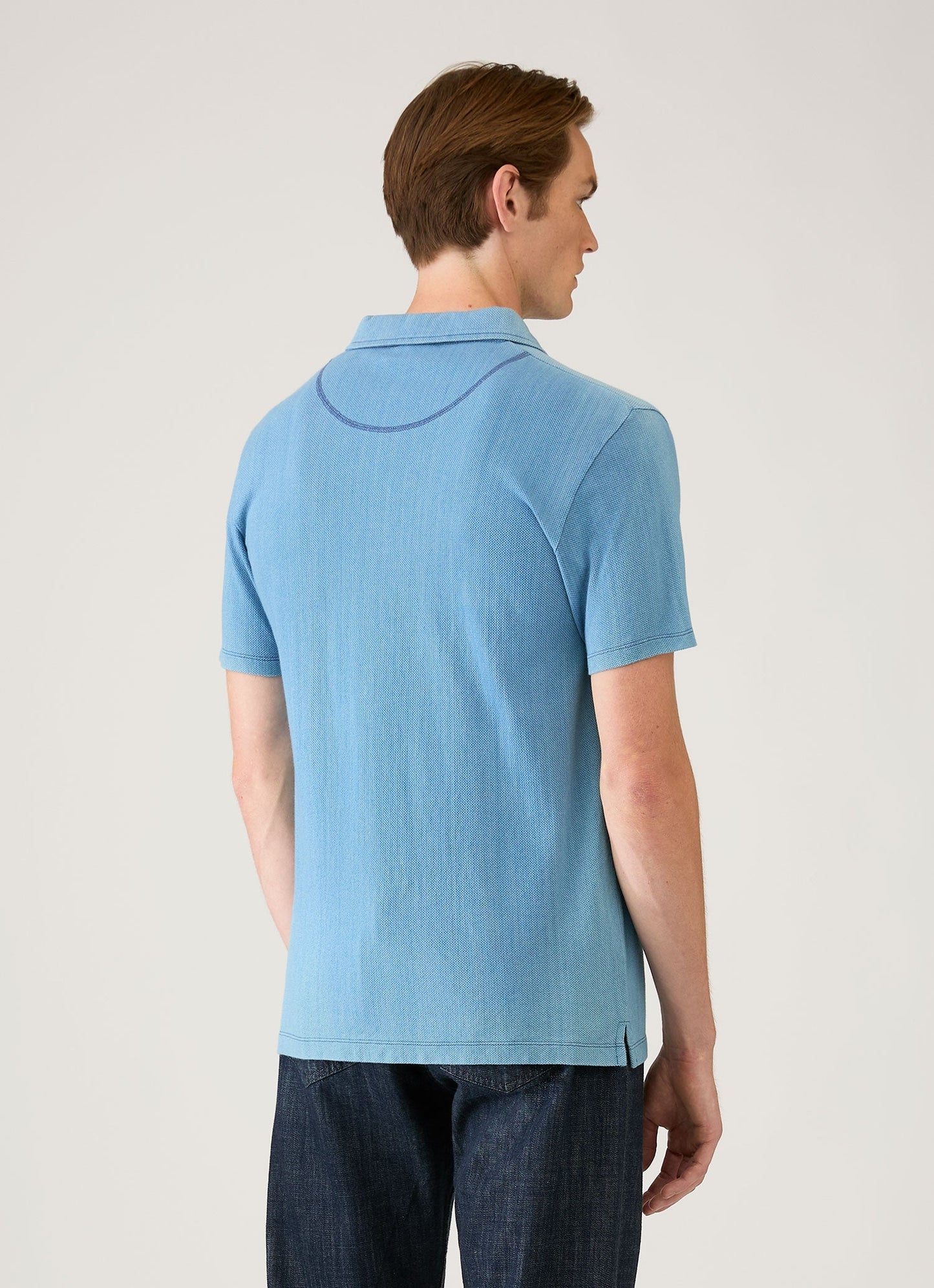 Mens Riviera Polo Shirt In Mid Indigo Wash Mpol1026D Buvz