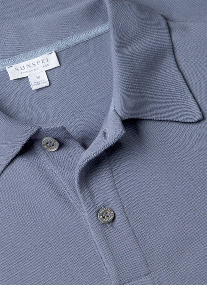 Mens Pique Polo Shirt In Selvedge Blue Mpol1028 Buwf