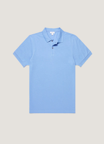 Mens Pique Polo Shirt In Azure Blue Mpol1028 Buww