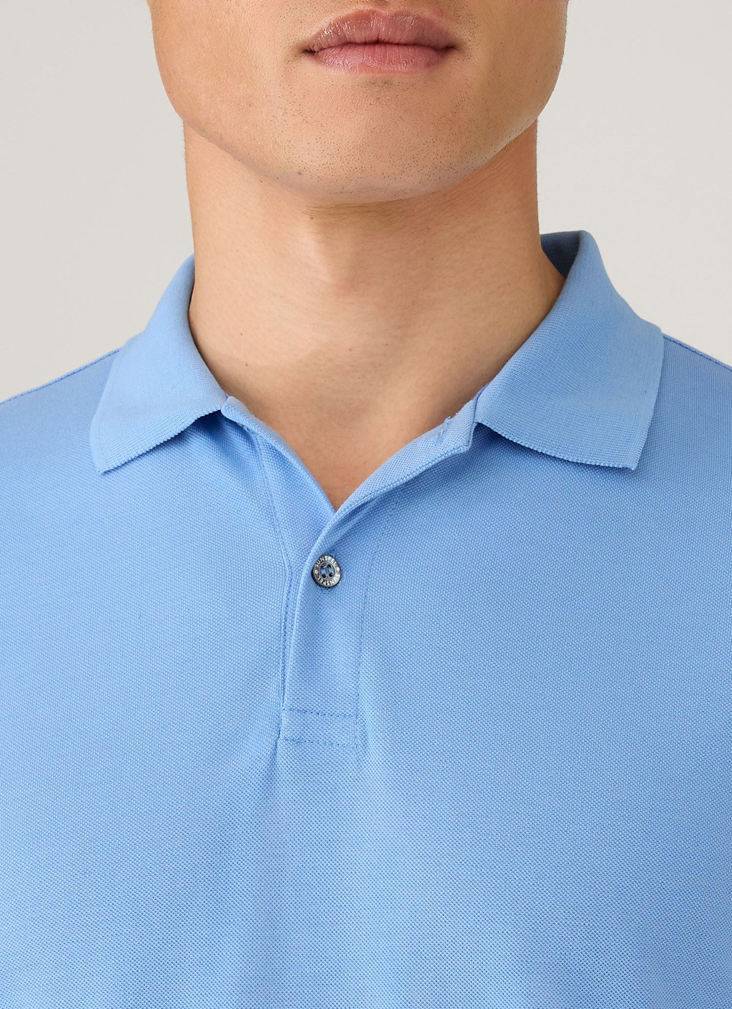 Mens Pique Polo Shirt In Azure Blue Mpol1028 Buww