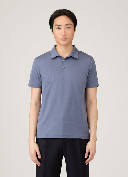 Mens Classic Jersey Polo Shirt In Selvedge Blue Mpol1052 Buwf