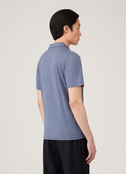 Mens Classic Jersey Polo Shirt In Selvedge Blue Mpol1052 Buwf