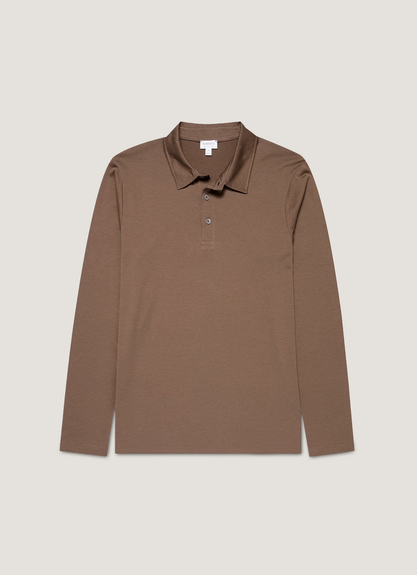 Mens Long Sleeve Classic Jersey Polo Shirt In Bark Mpol1054 Brgc