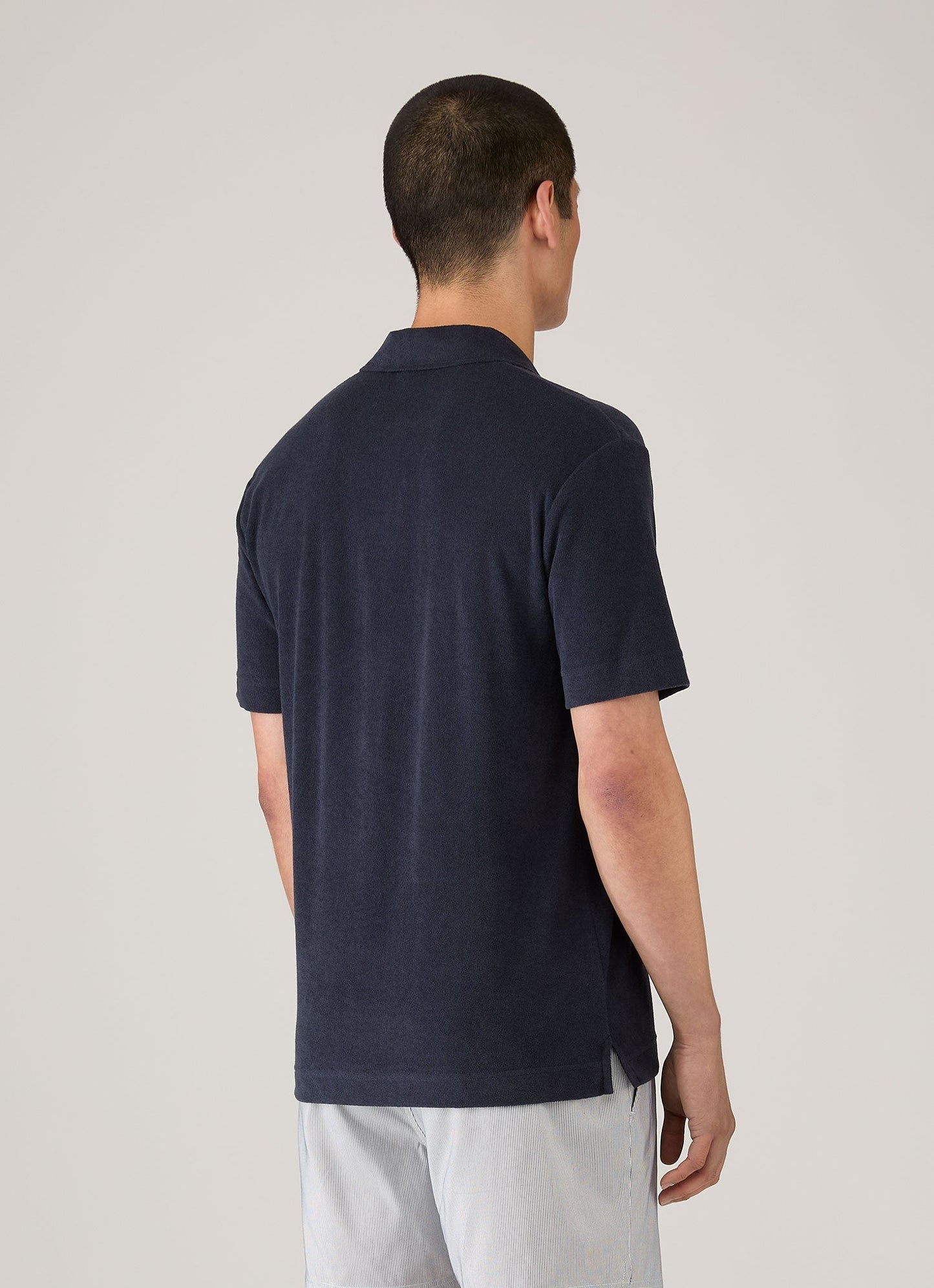 Mens Towelling Polo Shirt In Navy Mpol1574 Buaa