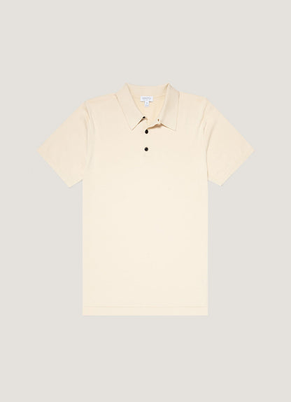 Men's Sea Island Cotton Knit Polo Shirt in Undyed