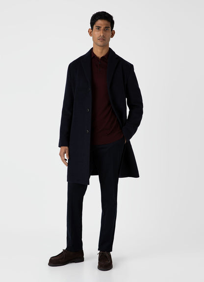 Mens Fine Merino Wool Polo Shirt In Port