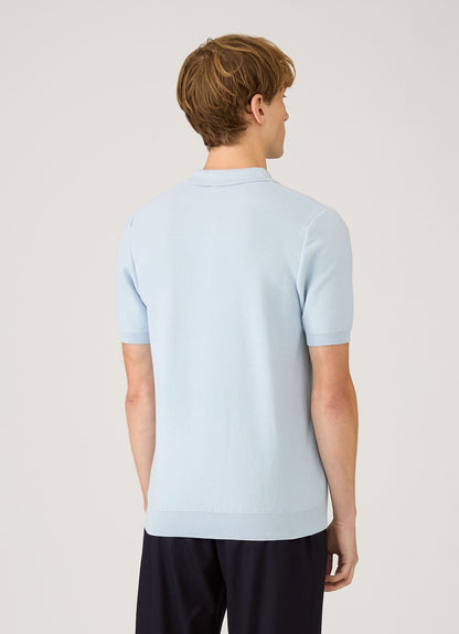 Mens Knit Polo Shirt In Pastel Blue Mpol8115 Buwr