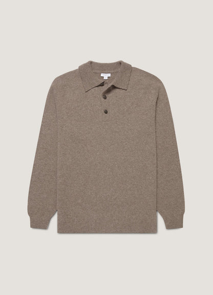 Mens Lambswool Polo Shirt In Bark Mpol8188 Brgc