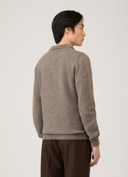 Mens Lambswool Polo Shirt In Bark Mpol8188 Brgc