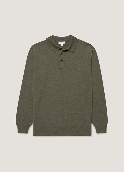 Mens Cashmere Polo Shirt In Khaki Mpol8293 Gngy