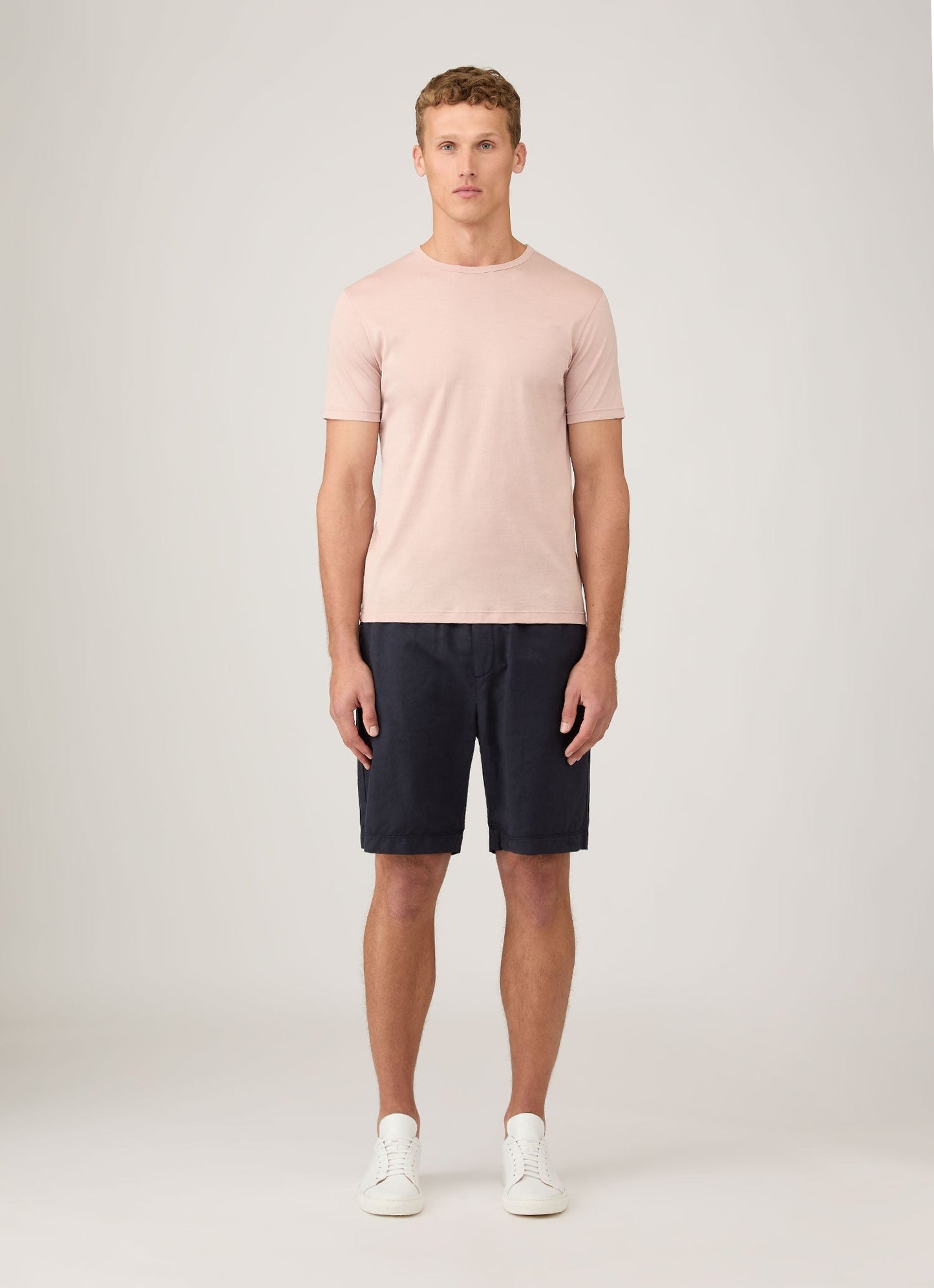 Mens Cotton Linen Drawstring Shorts In Navy Mshr3519 Buaa