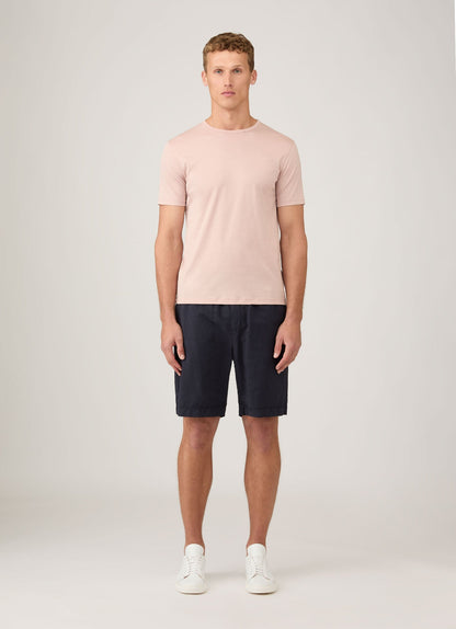 Mens Cotton Linen Drawstring Shorts In Navy Mshr3519 Buaa