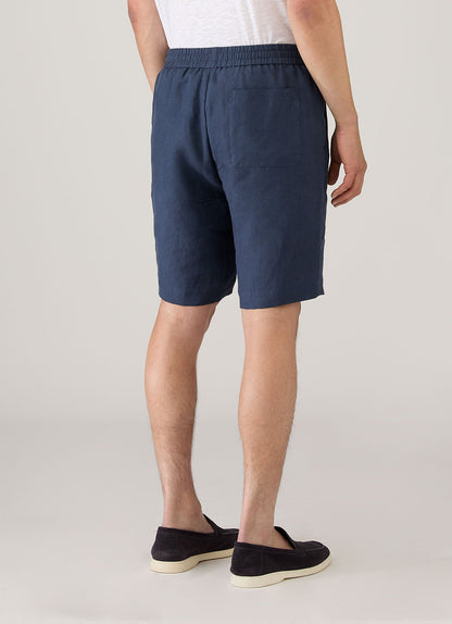 Mens Linen Drawstring Short In Light Navy Mshr3516 Buaf