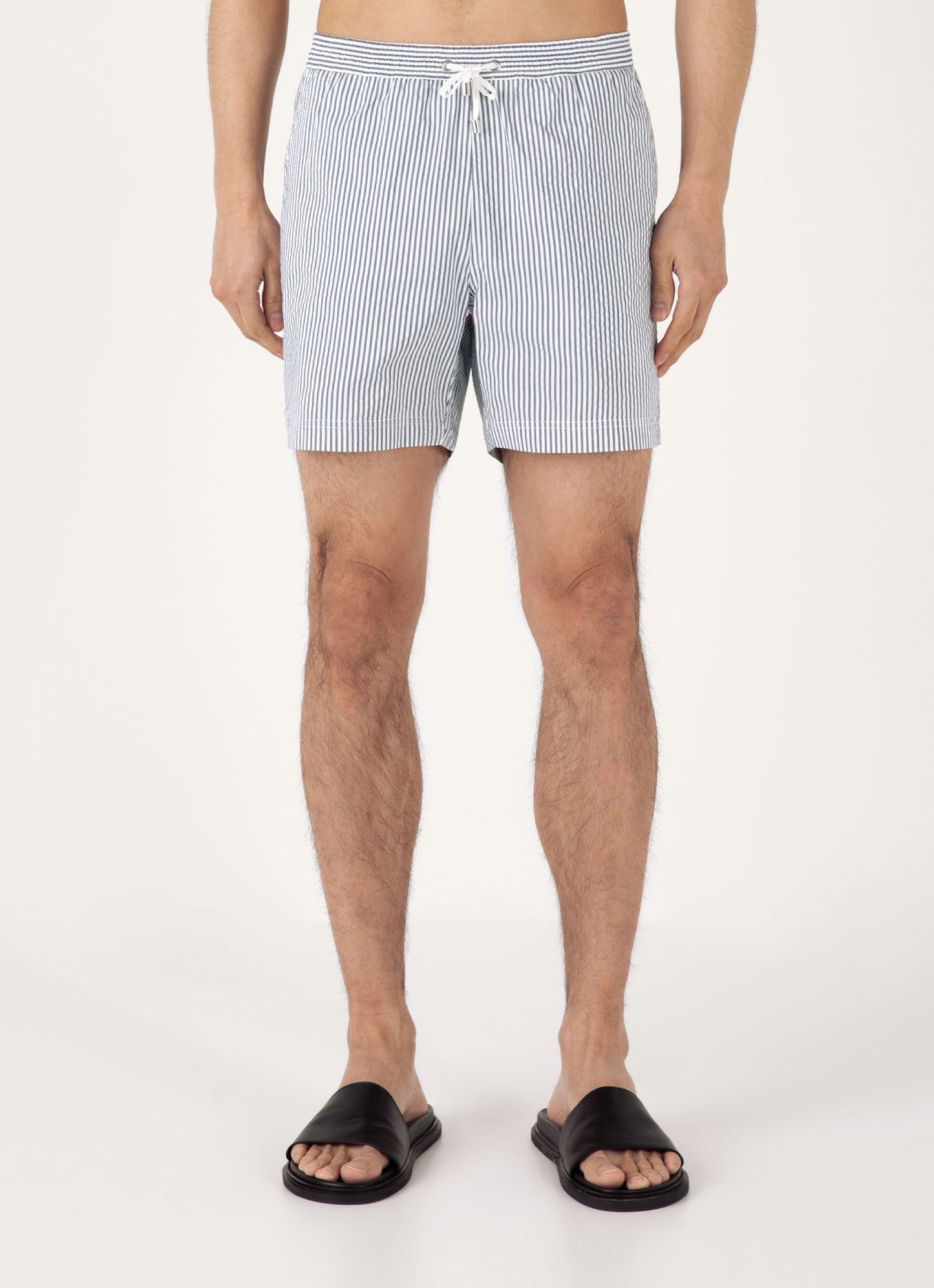Mens Drawstring Swim Shorts In Navy White Mshr3705S Stnp