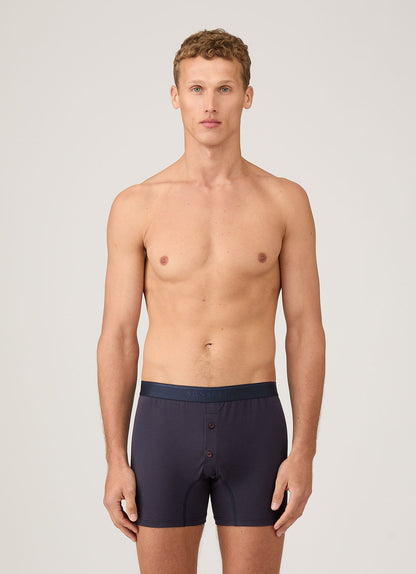 Mens Superfine Cotton Two Button Boxer Briefs In Navy Mshr4415 Buaa