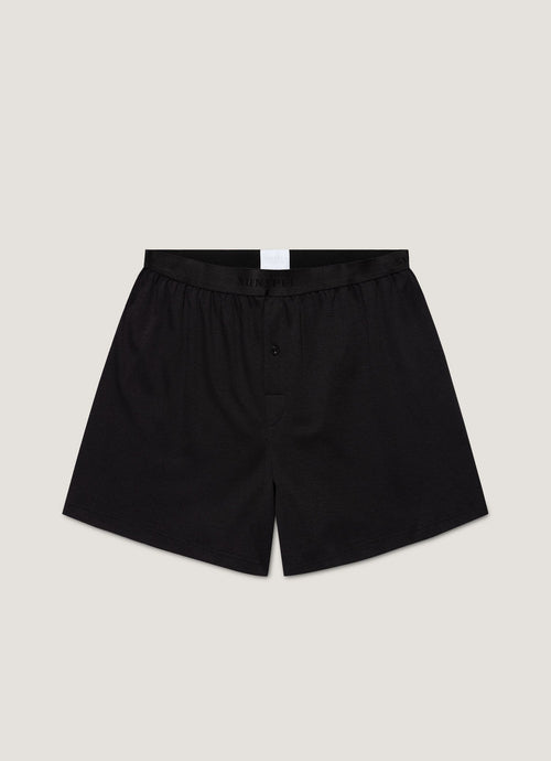 Mens Sea Island Cotton One Button Boxer Short In Black Mshr4419 Bkaa