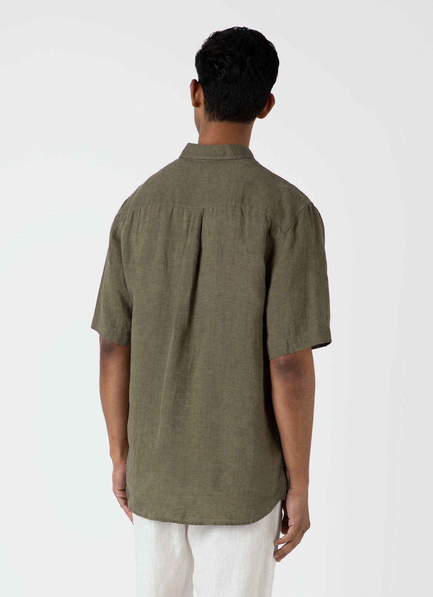 Mens Short Sleeve Linen Shirt In Khaki Msht2039 Gngy