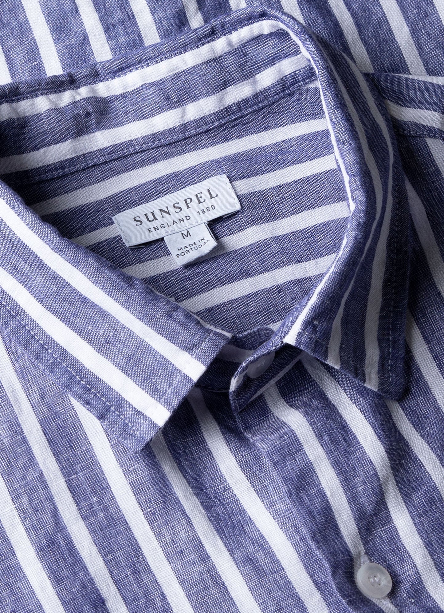 Mens Short Sleeve Linen Shirt In Navy White Msht2039 Stmo
