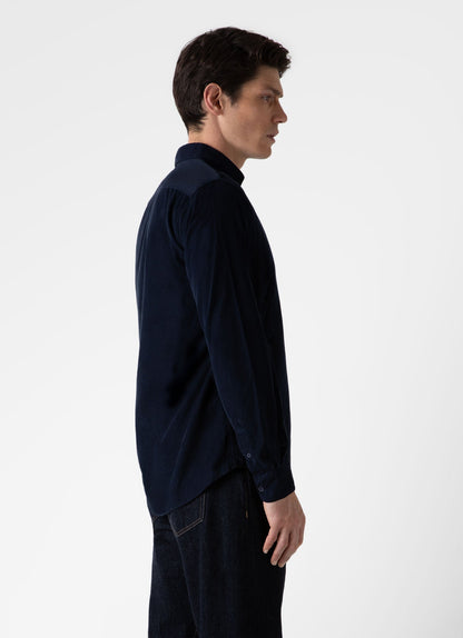 Mens Fine Cord Shirt In Navy Msht2058 Buaa