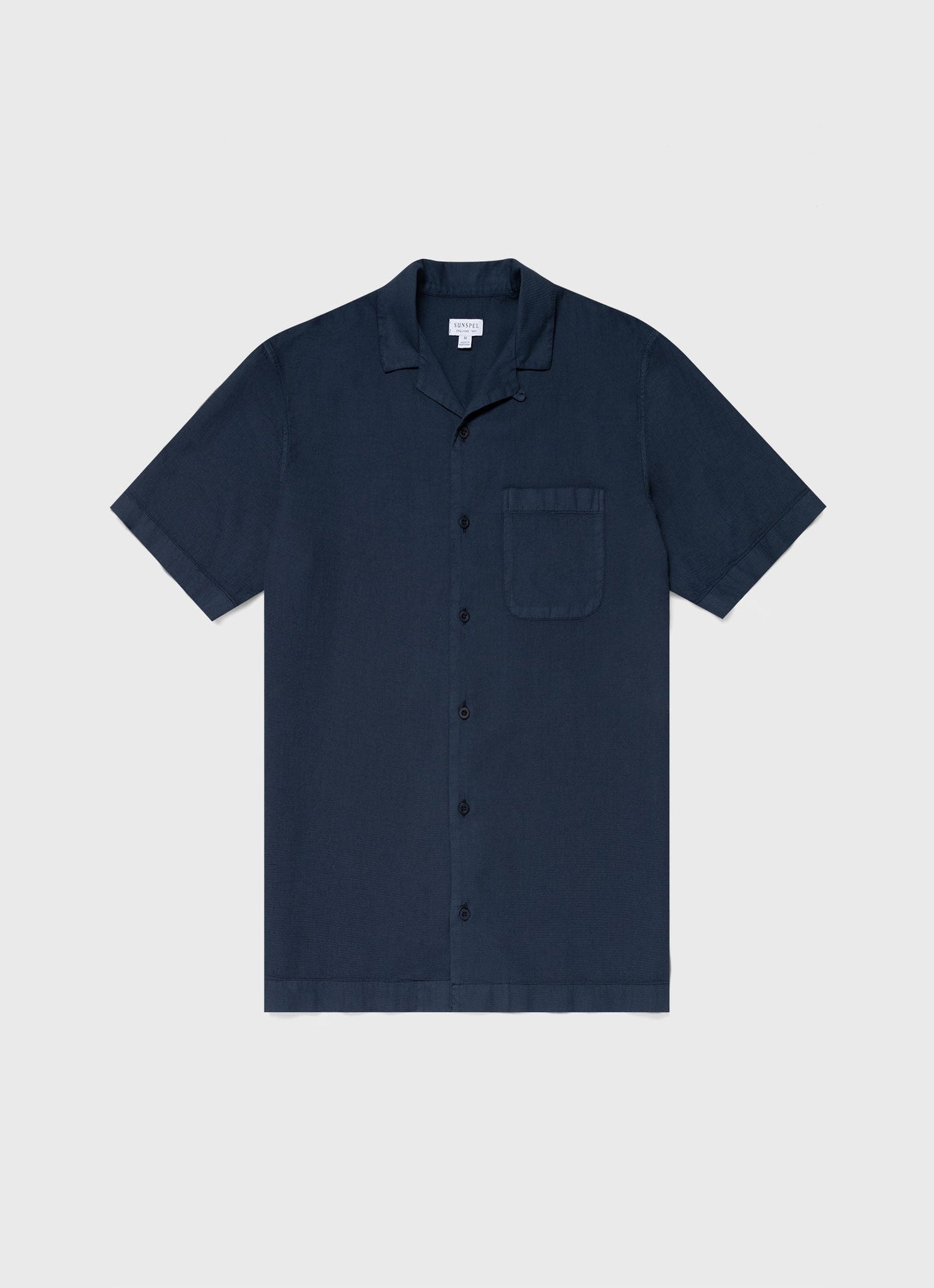 Mens Waffle Camp Collar Shirt In Navy Msht2064 Buaa