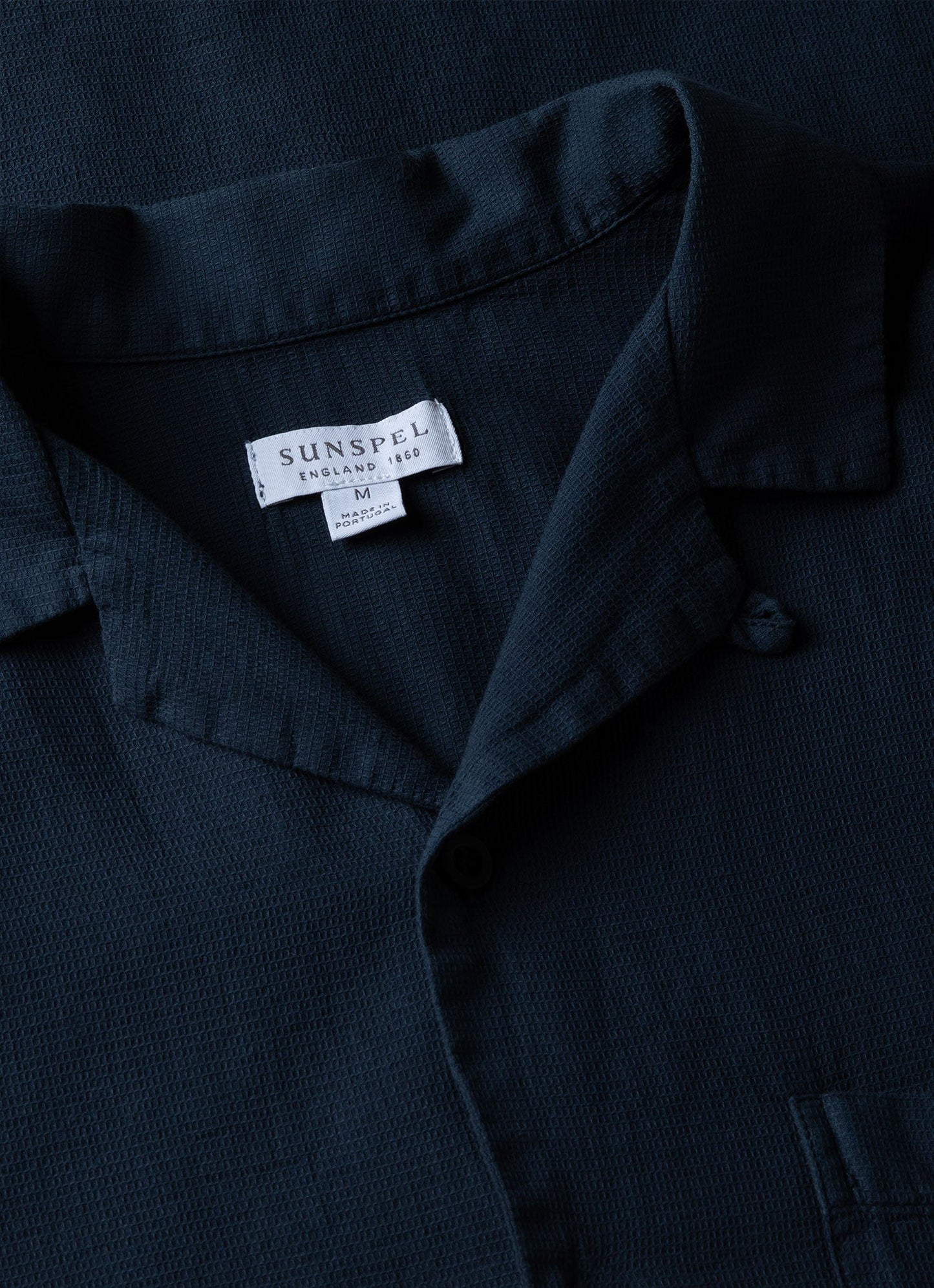 Mens Waffle Camp Collar Shirt In Navy Msht2064 Buaa