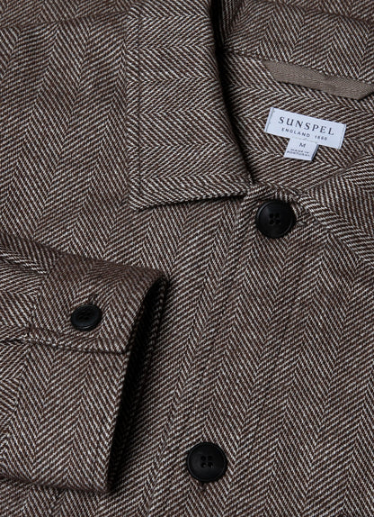 Mens Herringbone Overshirt In Light Brown Msht2095 Brfs