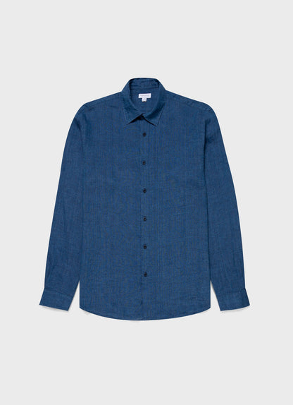 Mens Linen Shirt In Ink Blue Msht2106 Buvo