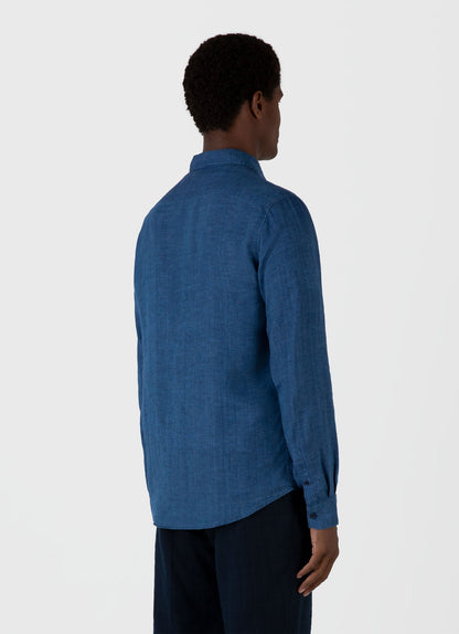 Mens Linen Shirt In Ink Blue Msht2106 Buvo
