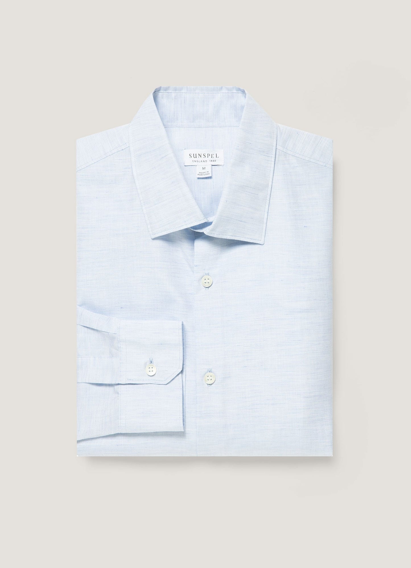 Mens Sea Island Cotton Linen Shirt In Light Blue Msht2125 Buud