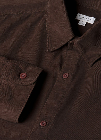 Mens Fine Cord Shirt In Truffle Msht2130 Brgd